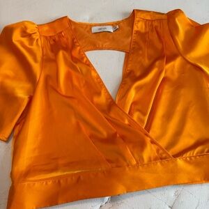 Greylin Orange Short Sleeve Crop Blouse